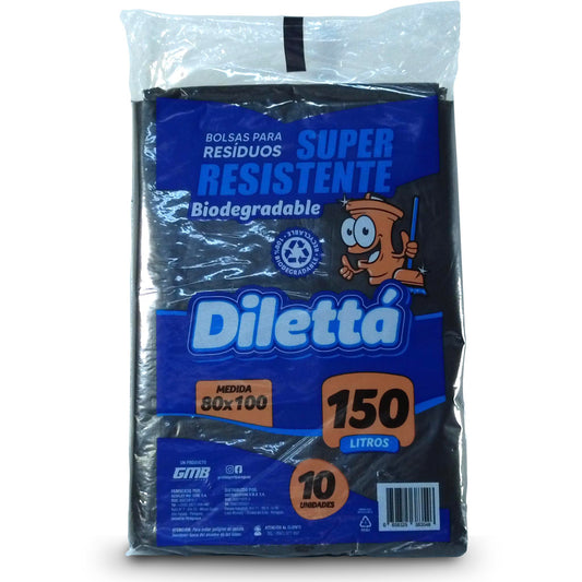 Bolsa de Basura 80x100cm (PQT con 10 Unidades - 150L Bio Negro)