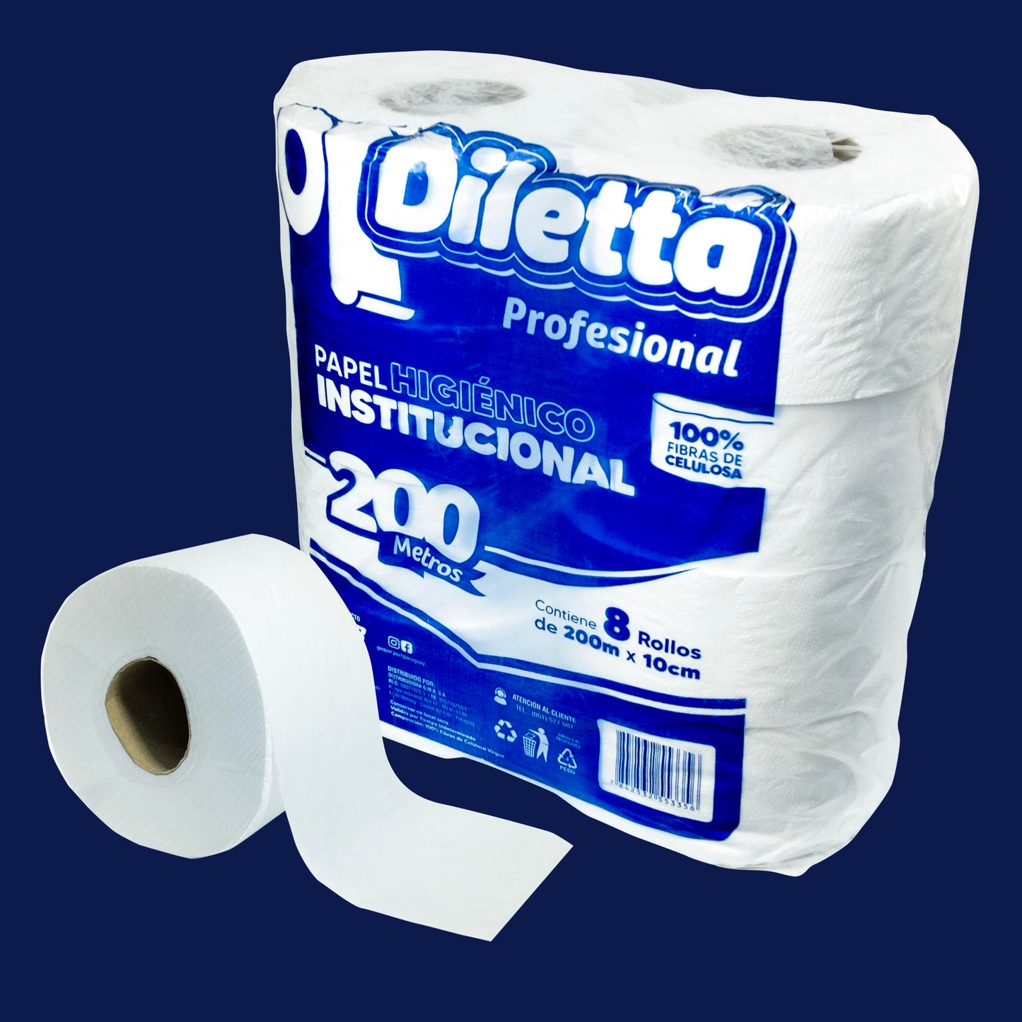 Bobina Papel Higiénico Institucional - PQT con 8 Unidad (200MTS)